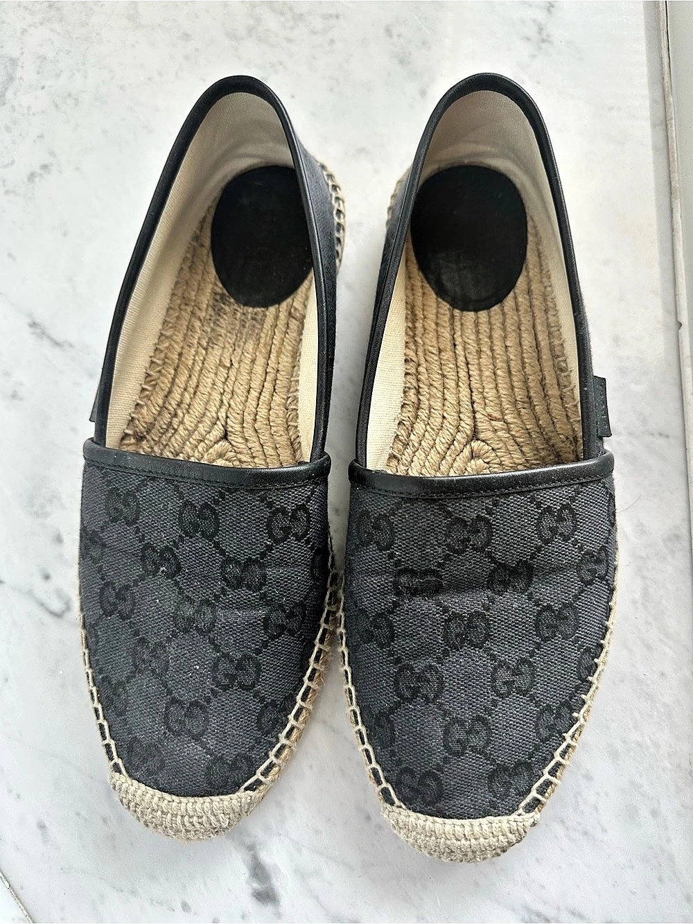 Gucci GG Canvas Espadrilles Gray & Black